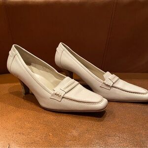 Coach Cicely Soft White/Cream Leather Loafers stacked heel Size 6